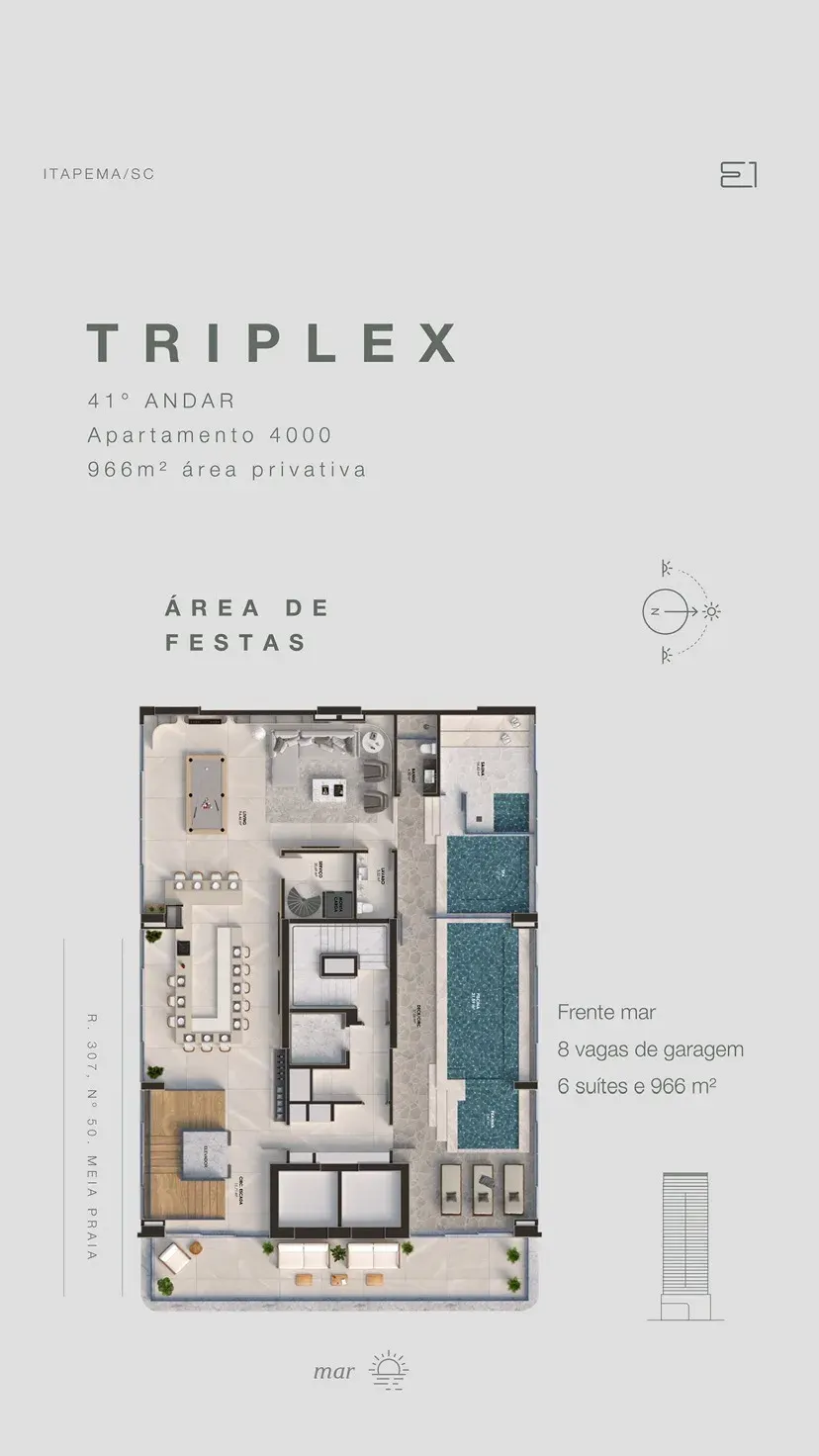 Planta Triplex - Área de Festas (Apartamento 4000)